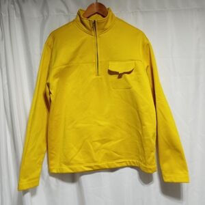 Chaps Men's Quarter Zip Fleece Lined Yellow Pullover Size Large